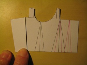 IMG_3068 Fold the block back out so that the diagonal lines on either side of the mid-line remain touching.